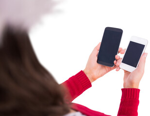 Smart phones held by woman