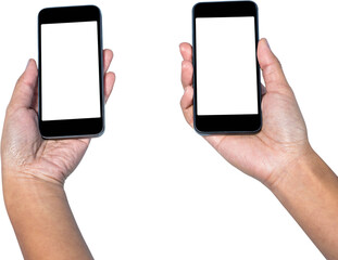 Hands of person holding smartphones