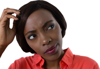 Close up of confused young woman