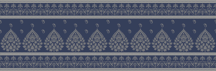 Ethnic pattern. Bandana Print. Silk neck scarf or kerchief. Design for Saree, Patola, Sari, Dupatta, textile. Tile patterns. Aztec style. Floral vintage. Bohemian Indian motif style. Clothing. Vector.