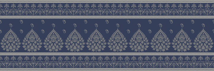 Ethnic pattern. Bandana Print. Silk neck scarf or kerchief. Design for Saree, Patola, Sari, Dupatta, textile. Tile patterns. Aztec style. Floral vintage. Bohemian Indian motif style. Clothing. Vector.