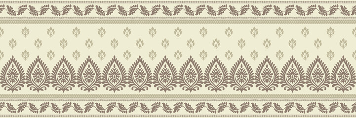 Ethnic pattern. Bandana Print. Silk neck scarf or kerchief. Design for Saree, Patola, Sari, Dupatta, textile. Tile patterns. Aztec style. Floral vintage. Bohemian Indian motif style. Clothing. Vector.