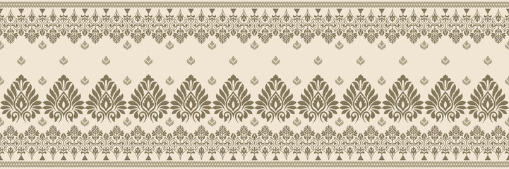 Ethnic pattern. Bandana Print. Silk neck scarf or kerchief. Design for Saree, Patola, Sari, Dupatta, textile. Tile patterns. Aztec style. Floral vintage. Bohemian Indian motif style. Clothing. Vector.