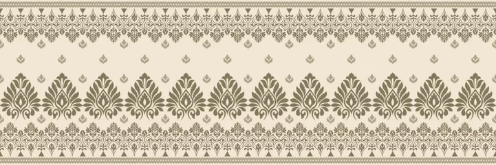 Fototapete Ethnic pattern. Bandana Print. Silk neck scarf or kerchief. Design for Saree, Patola, Sari, Dupatta, textile. Tile patterns. Aztec style. Floral vintage. Bohemian Indian motif style. Clothing. Vector. © Thann