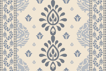 Ethnic pattern. Bandana Print. Silk neck scarf or kerchief. Design for Saree, Patola, Sari, Dupatta, textile. Tile patterns. Aztec style. Floral vintage. Bohemian Indian motif style. Clothing. Vector.