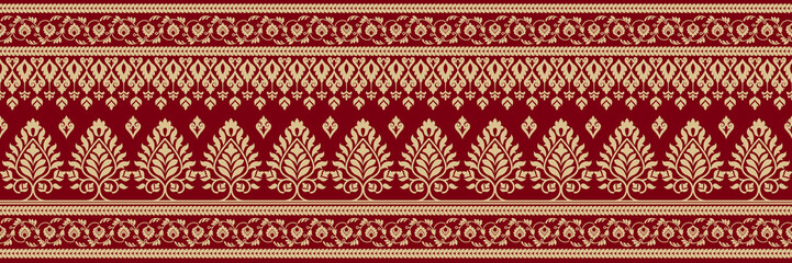 Ethnic pattern. Bandana Print. Silk neck scarf or kerchief. Design for Saree, Patola, Sari, Dupatta, textile. Tile patterns. Aztec style. Floral vintage. Bohemian Indian motif style. Clothing. Vector.