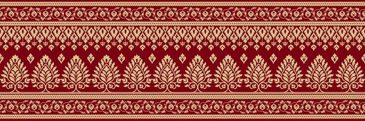 Ethnic pattern. Bandana Print. Silk neck scarf or kerchief. Design for Saree, Patola, Sari, Dupatta, textile. Tile patterns. Aztec style. Floral vintage. Bohemian Indian motif style. Clothing. Vector.