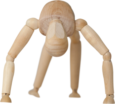 Brown 3d figurine exercising on floor
