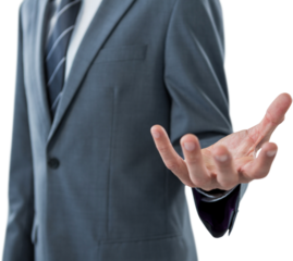 Businessman making hand gesture