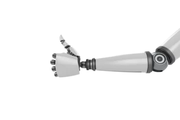 Gordijnen Shiny robot hand showing thumbs up © vectorfusionart