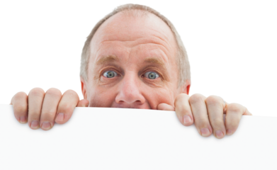 Mature man looking over card