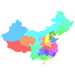 中国　地図　カラフル　アイコン
