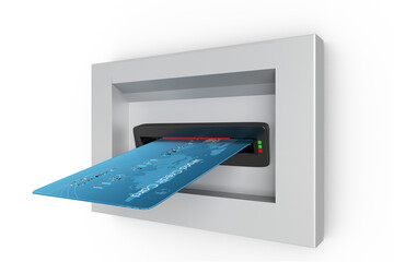 Digital image of credit card inserted in ATM 