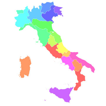 イタリア　地図　カラフル　アイコン
