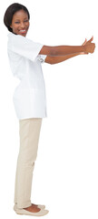 Young nurse pointing
