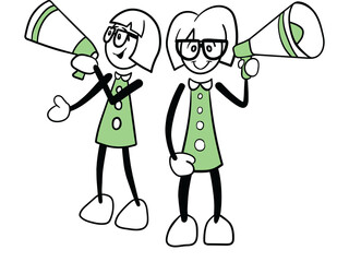 Female cartoons with megaphone