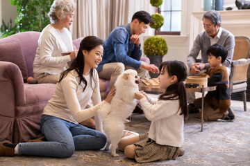 Happy Chinese family spending time together