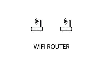 Wifi router icons with 2 styles outline icon, glyph icon, vector stock