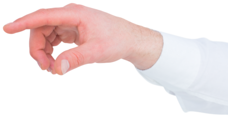 Businesswoman touching invisible screen