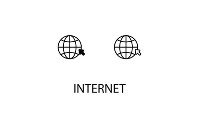 Internet icons with 2 styles outline icon, glyph icon, vector stock