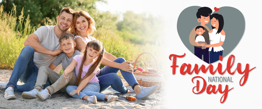Banner for Family Day with happy people resting in park - Powered by Adobe