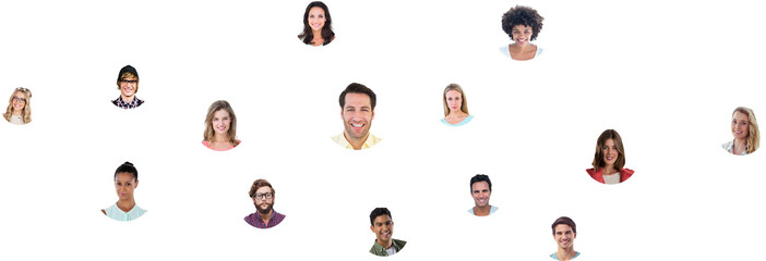 Business people connecting lines