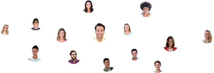 Business people connecting lines