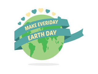 Earth day text on globe