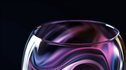 Abstract liquid glass holographic iridescent neon curved wave in motion dark background 3d render. Gradient design element for banners, backgrounds, wallpapers and covers. Generative AI