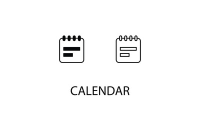 Calendar icons with 2 styles outline icon, glyph icon, vector stock