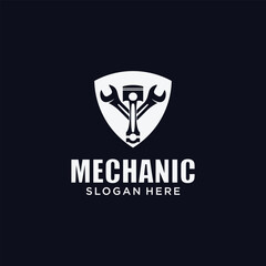 Mechanical technology logo, gear and piston combination logo symbol. engine parts