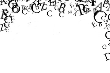 Alphabets against white background