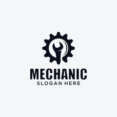 Mechanical technology logo, gear and piston combination logo symbol. engine parts