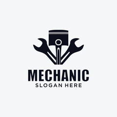 Mechanical technology logo, gear and piston combination logo symbol. engine parts