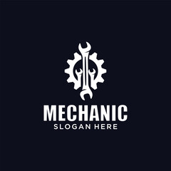 Mechanical technology logo, gear and piston combination logo symbol. engine parts