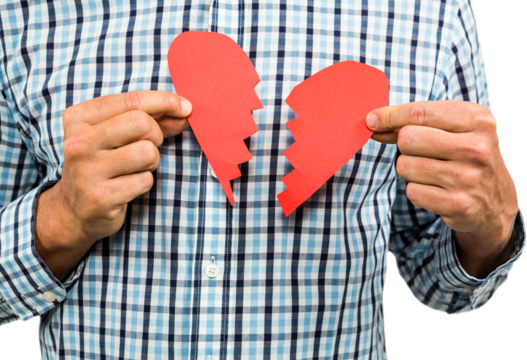 Sad man with broken heart