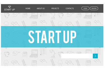 Startup written on  page with doodle background