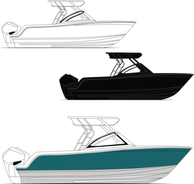 Vetor do Stock: Speed boat line drawing vector and illustration for color