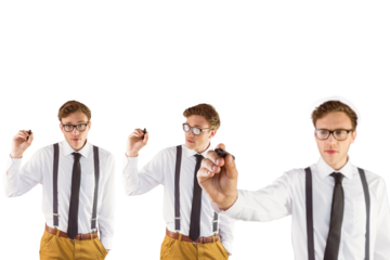 Nerdy businessman writing