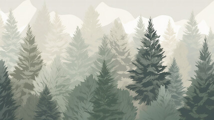 seamless pattern featuring foggy forest, generated AI technology