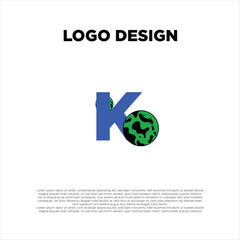 logo letter K, house and earth green