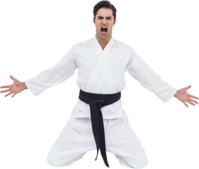 Fighter posing after victory