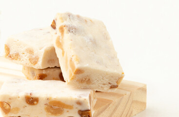 Typical nougat isolated on white background.