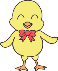 Easter Day Chicken Hand Drawn Flat Illustration