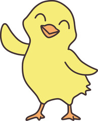 Easter Day Chicken Hand Drawn Flat Illustration