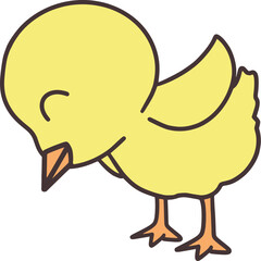 Easter Day Chicken Hand Drawn Flat Illustration