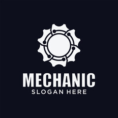 Mechanical technology logo, gear and piston combination logo symbol. engine parts