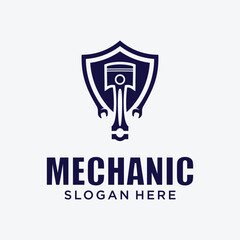 Mechanical technology logo, gear and piston combination logo symbol. engine parts