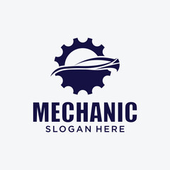 Mechanical technology logo, gear and piston combination logo symbol. engine parts