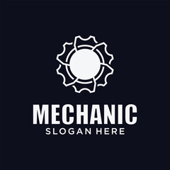 Fototapeta premium Mechanical technology logo, gear and piston combination logo symbol. engine parts
